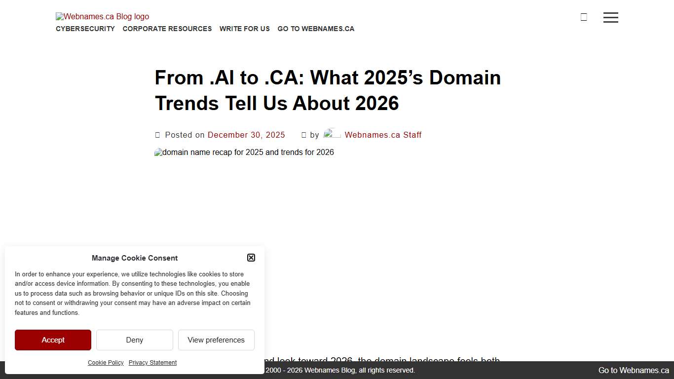 From .AI to .CA: What 2025's Domain Trends Tell Us About 2026 - Webnames Blog
